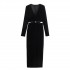 PB&ZA Women 2024 Autumn New Chic Fashion Open design velvet MIDI Dress Vintage Long Sleeve Female Dresses Vestidos Mujer