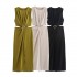 PB&ZA Women 2024 Autumn New Chic Fashion Open Design Tie Dress Vintage Sleeveless Female Dresses Robe Mujer